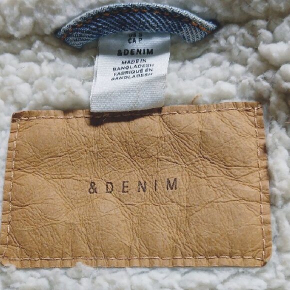& Denim Sherpa Jacket (Unisex) Size Small + fits Medium made in Bangladesh - Picture 3 of 4